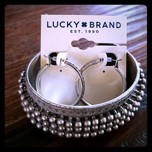 Lucky Brand Silver Cuff + Matching Earings